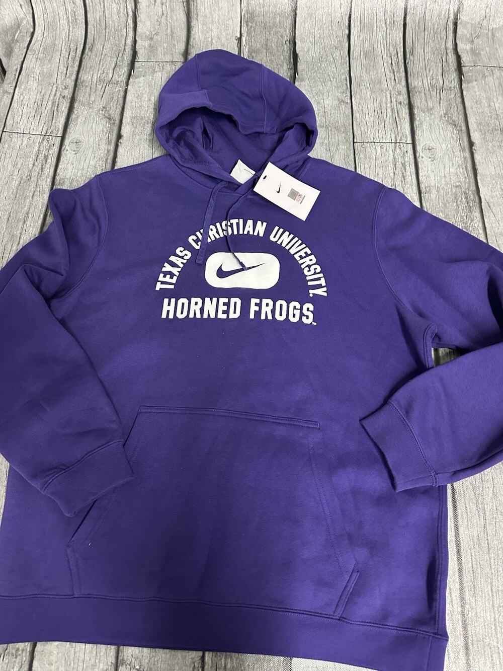 NWT Men’s Nike TCU Horned Frogs Texas Christian Hoodie Purple Large L Sweatshirt